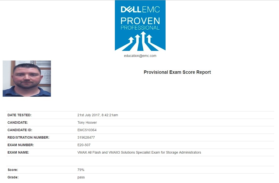 TonyHoover's tweet photo. Hell ya! #DELLEMC #VMAX3 Cert done! https://t.co/mEGRS2HutN