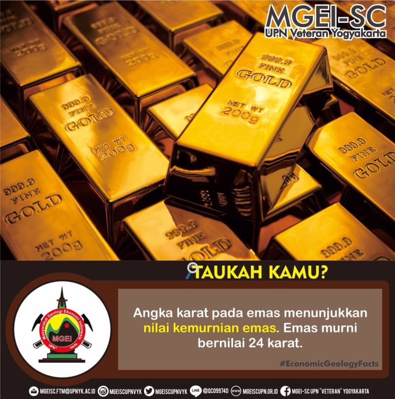 Presentase dihitung menggunakan perbandingan berat emas murni dengan logam pencampur
Nilai 1 karat berarti 1/24 bagian merupakan emas murni