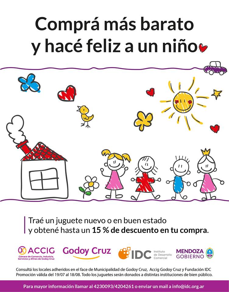 EfectoParis's tweet photo. Nos sumamos a la campaña "Compra más barato y hace feliz a un niño" Obtené un 15% dto en  #EfectoParis Lavalle 215 Local 2 #GodoyCruz https://t.co/a1HUcbsDg0
