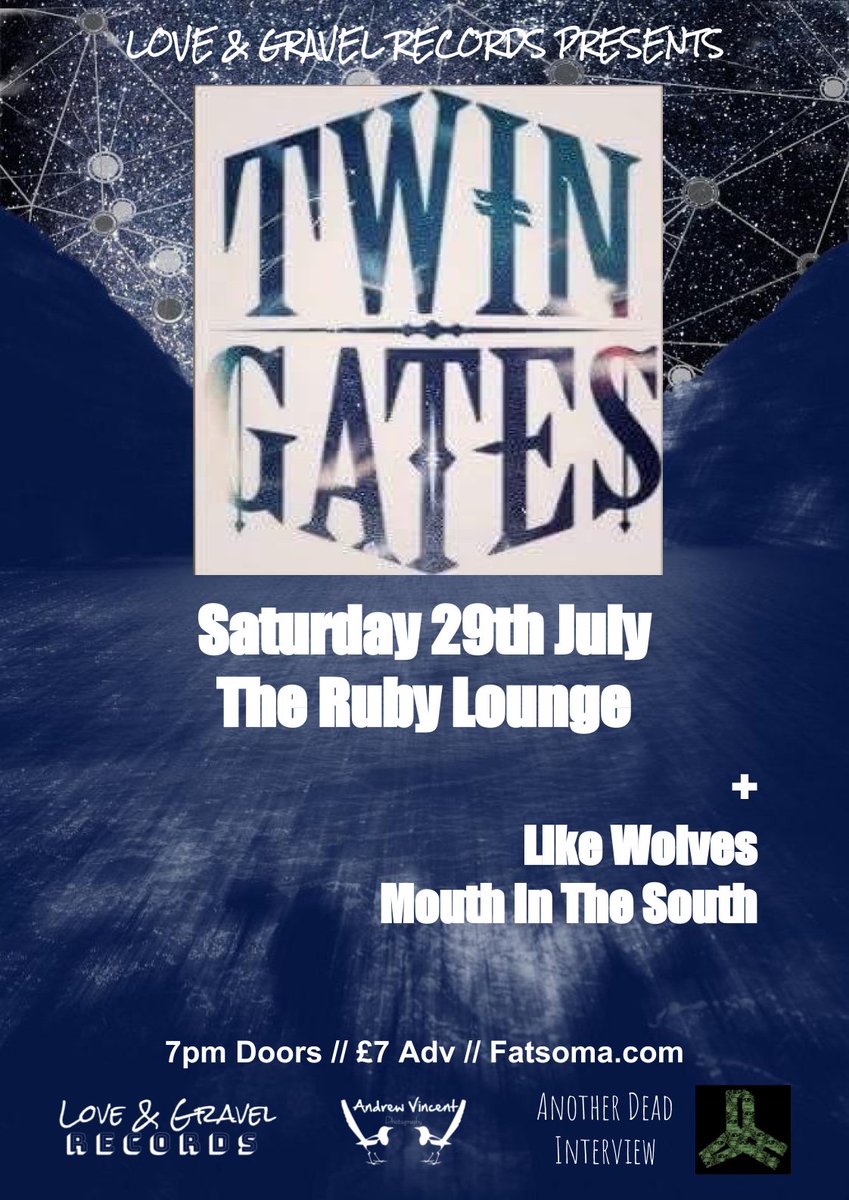 TheRubyLounge's tweet photo. Next Saturday >>

@Love_Gravel_Rec  presents 
@TwinGatesBand 
+ #LikeWolves &amp; #MouthInTheSouth 

Tickets >> 
https://t.co/eKgnXTG6Zf https://t.co/Izfs95JSrV