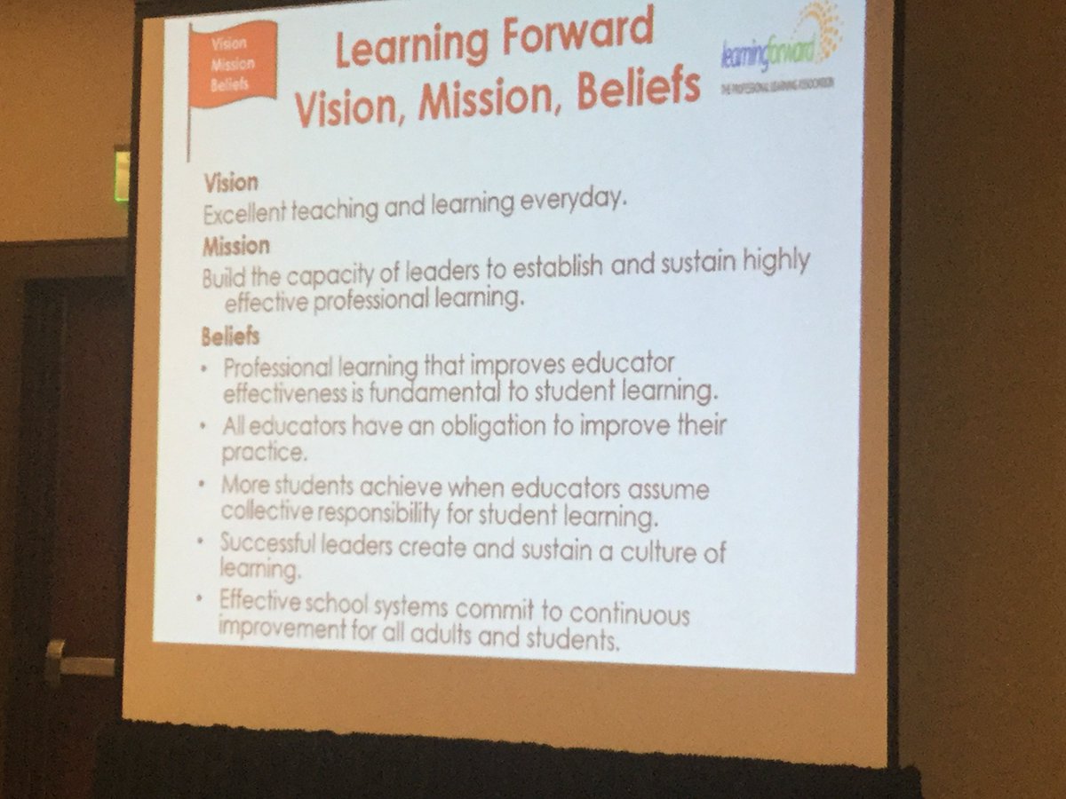 tlandrydtsd's tweet photo. @LearningForward Beliefs about professional learning with a strong focus on learning for ALL. #LFacademy19 @Winslost @curriculumguy https://t.co/ez5RkSoyMk