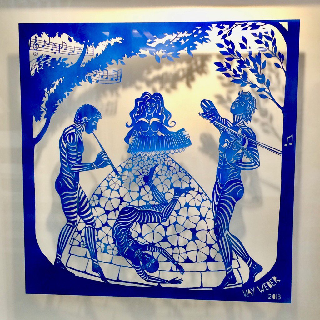 AtelierKayWeber's tweet photo. Kay Weber, 'Musical Troupe', paper cutting, 20" x 20" https://t.co/lFLOCocQ8o