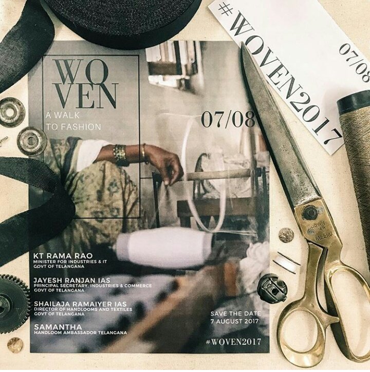 JeenuSamDarling's tweet photo. @Samanthaprabhu2 was happy to announce WOVEN @KTRTRS #AWalkToFashion #NationalHandloomday
#Woven2017 on 7 th Aug
#ProudSam https://t.co/myXbUiCnoU