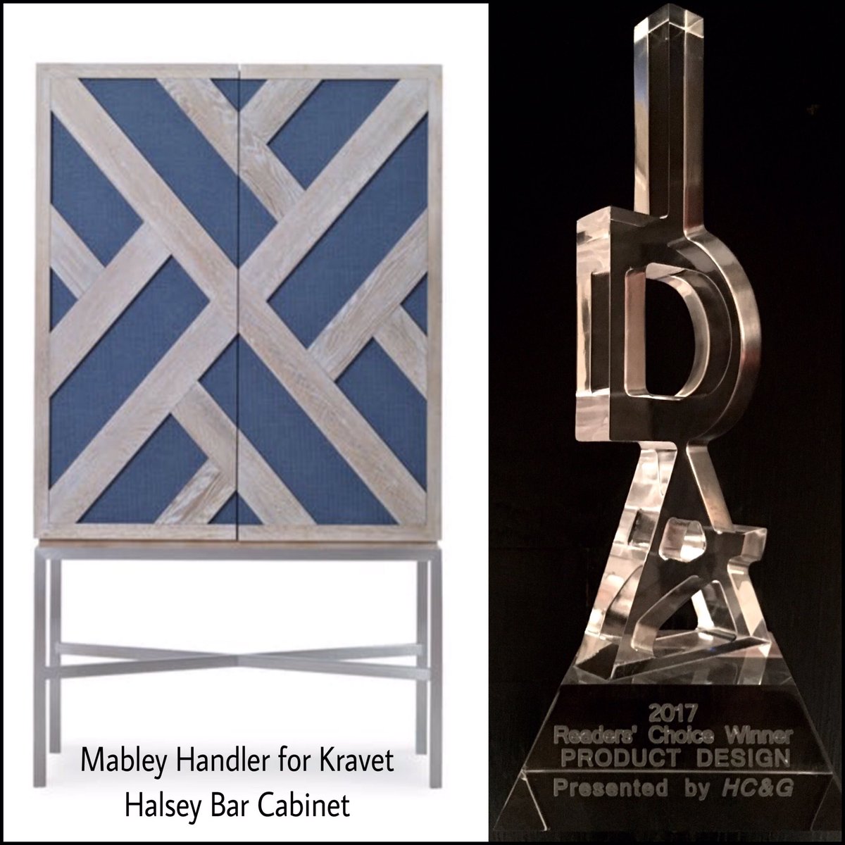 MableyHandler's tweet photo. Our Halsey Bar won Readers Choice award Best Product Design at HC&G's IDA awards!
#CGIDAs @CottagesGardens #MableyHandler @Kravet #MHxKravet https://t.co/wHUfj9HdoB