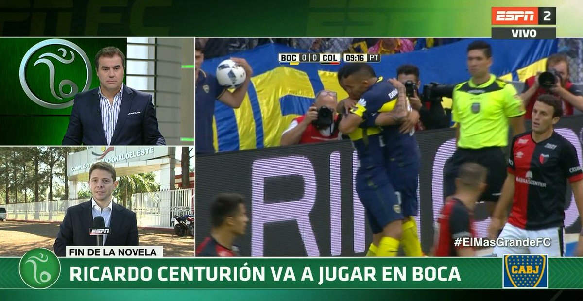 ESPNFutbolClub's tweet photo. #Ahora, en #ESPNFC, por ESPN 2 o @ESPNPLAY.
Se acabó la novela: Ricardo Centurión va a jugar en Boca. https://t.co/KFCMaZUCWy