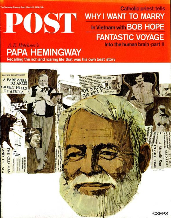 Happy birthday, Hemingway! 1966 cover art by Fred Otnes.  