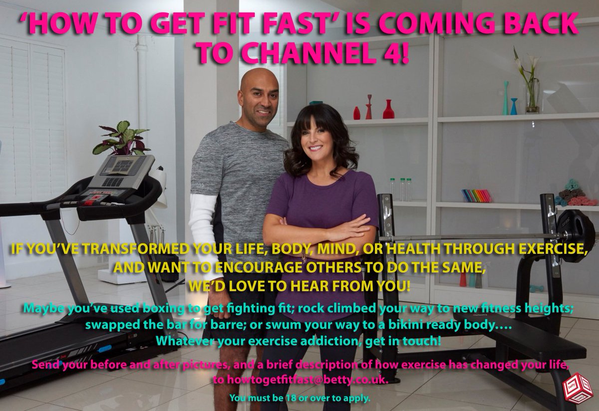 How2GetFitFast's tweet image. C4’s How to Get Fit Fast is back! Transformed your life, body or mind using exercise? We want to hear from you! howtogetfitfast@betty.co.uk