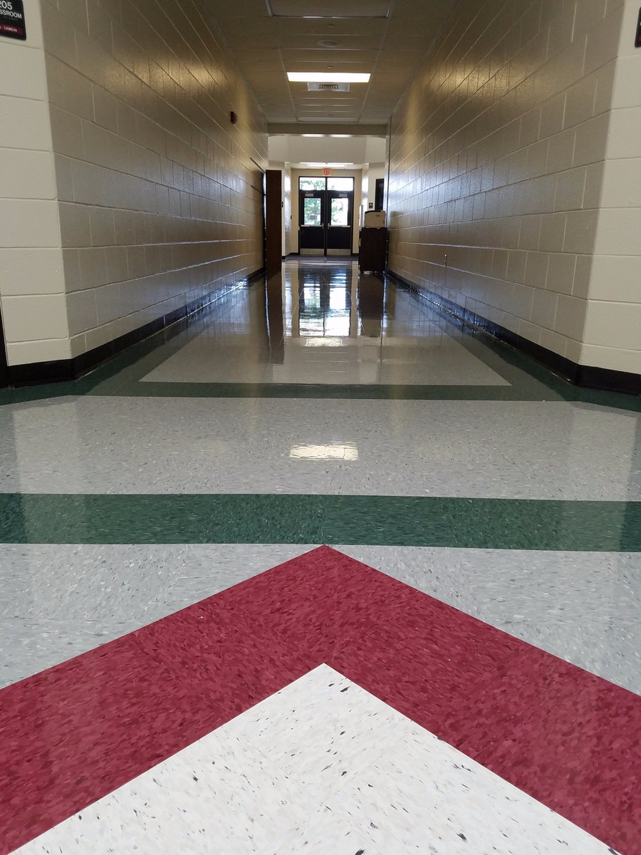 ETEWildcats's tweet photo. Nothing shines like a newly waxed school hallway in July.  Are you excited about school yet?  We are!  Working hard for #backtoschool https://t.co/q73HUm18OV