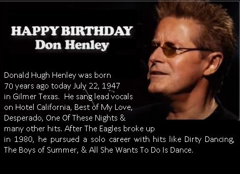 Happy 70th birthday, Don Henley!  c\",) 