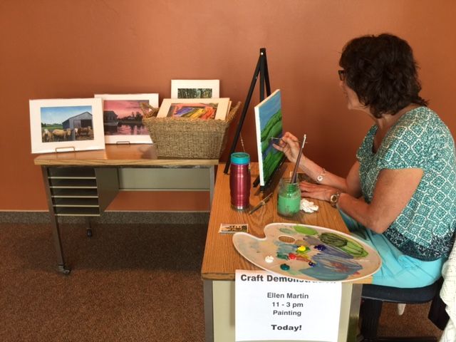 EptekCentre's tweet photo. Ellen Martin is demonstrating her painting skills today until 3 pm. Demo Days: every weekday in July and August.  #peimuseums #liveart https://t.co/DaPqQXrdf5