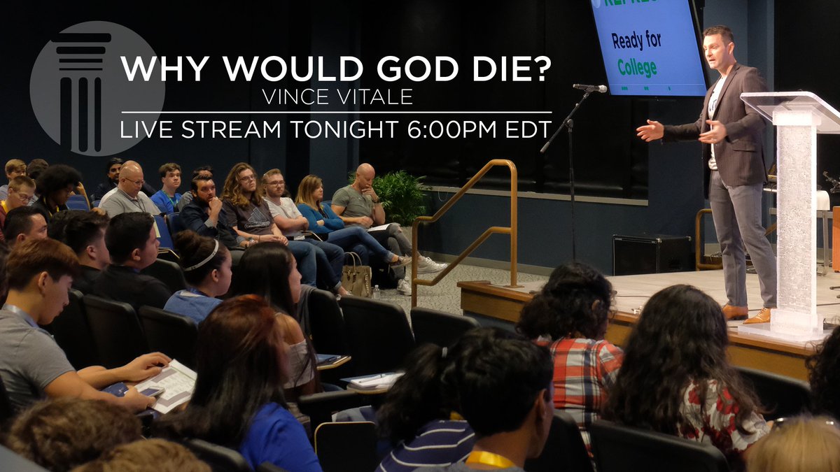 VinceRVitale's tweet photo. TONIGHT at 6:10 pm EDT I'll bring a message on the question "Why Would God Die?"
You can watch live: https://t.co/KEVa4VzGGp #ReFresh17 https://t.co/yueX0KxLYh