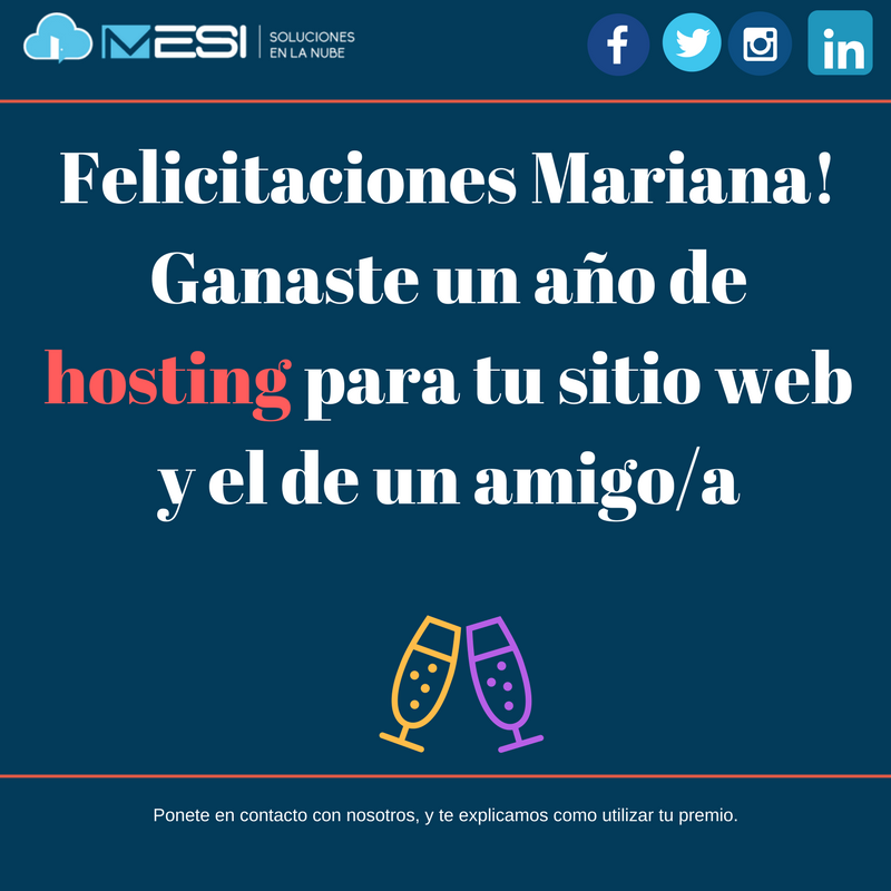 Felicitaciones a la ganadora Mariana de Dios. Y gracias a todos por participar.
#mesi #hosting #sorteo #amigos #calidad