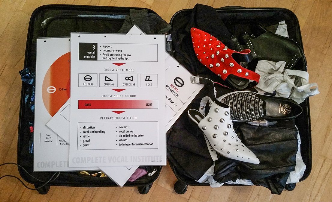 completevocals's tweet photo. Super Excited &amp; packing for the #EuropeanVocalCamp 2017 in Poland #CVT #teaching #effects #charts #shoes #singing https://t.co/9e6TSQAP7v https://t.co/mCjosLCy3H