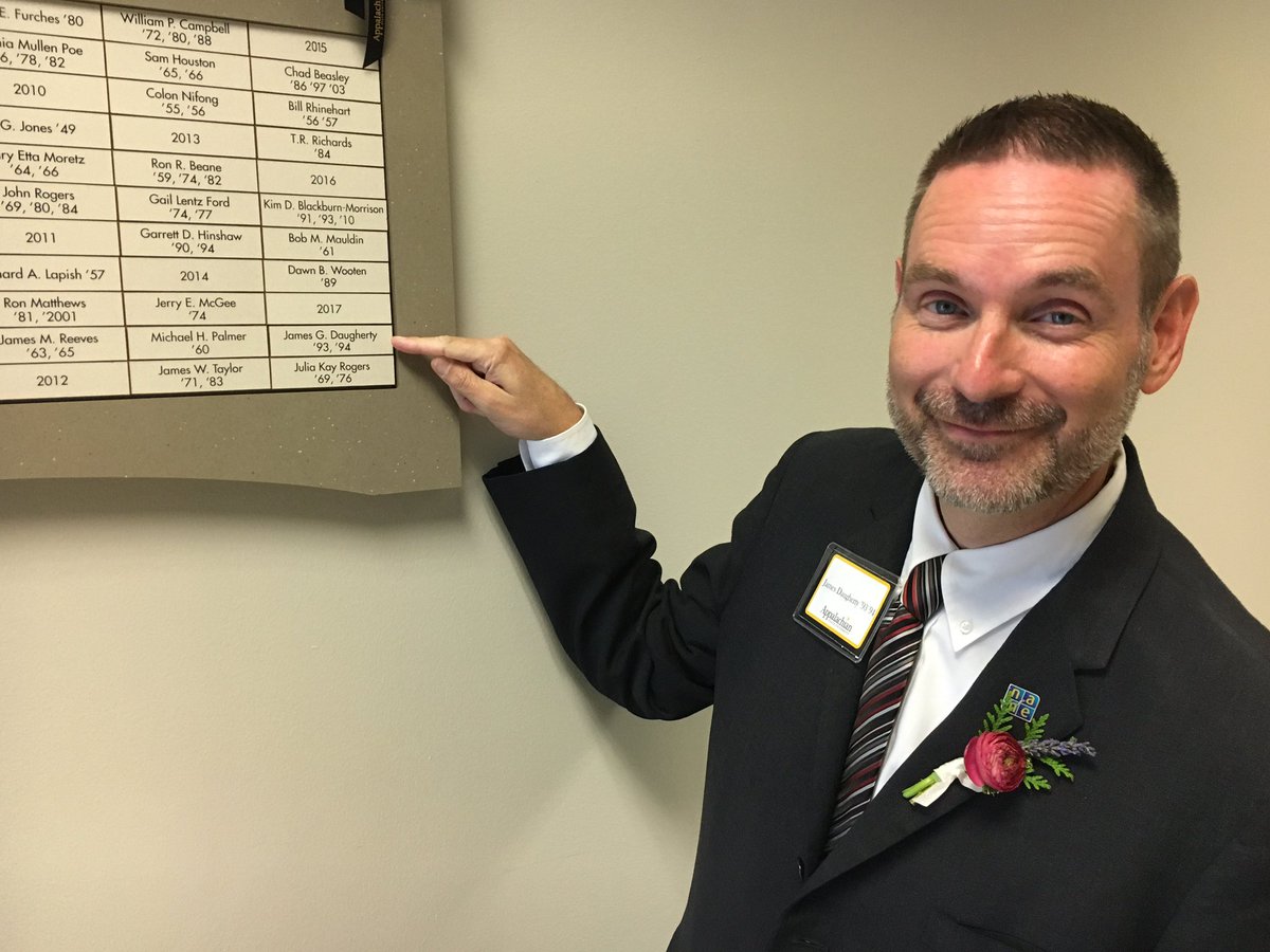 NCMEA's tweet photo. @NCMEA President's @conductord name on the recognition wall @appstate https://t.co/SQoH9c4ZJw