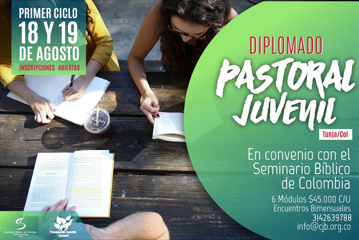 CJBoyaca's tweet photo. ¿Deseas ser más efectivo en tu tarea con las nuevas generaciones?
Diplomado en Pastoral Juvenil con el Seminario Bíblico de Colombia. https://t.co/BjrjS2ELno