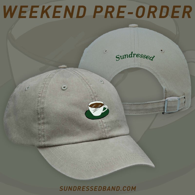 sundressedband's tweet photo. New hats up for pre-order this weekend only ! https://t.co/42Al437gBK ! https://t.co/1tMCXyW8Ar