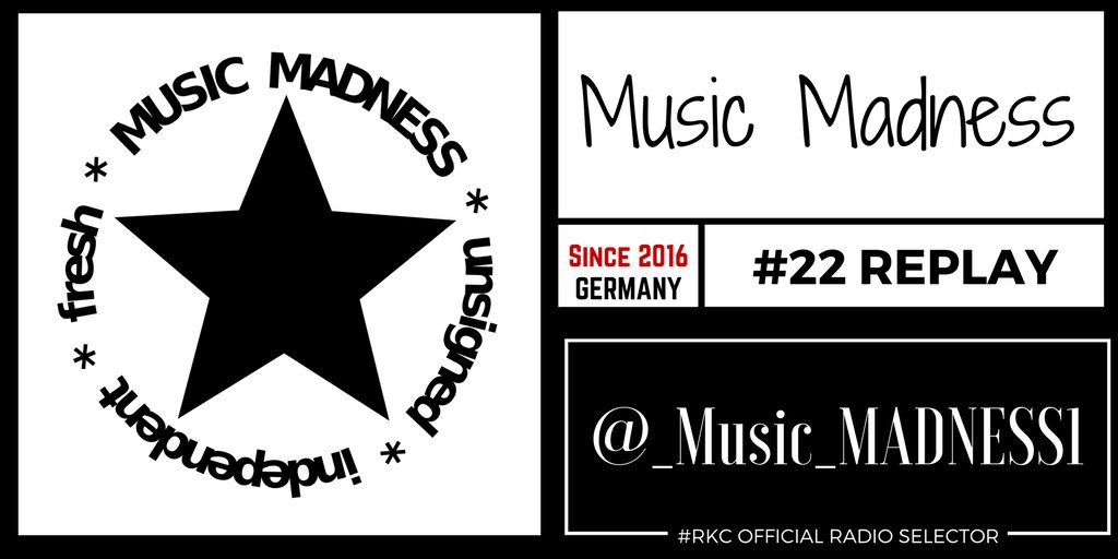 RadioKC's tweet photo. TODAY

7PM UK⚪2PM ET⚪11AM PT

@_Music_MADNESS1 #22 REPLAY

📻 #RKC w/

@runcrywolf x @dearmothica
@jfdrsound
@sandrakolstad
#PascalPinon https://t.co/ssYophD5A9