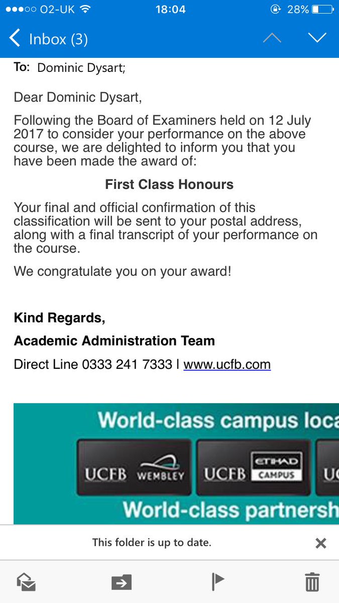 DominicDysart's tweet photo. Graduating from @ucfbuk with First Class Honours, buzzing! https://t.co/FMOU78d4df
