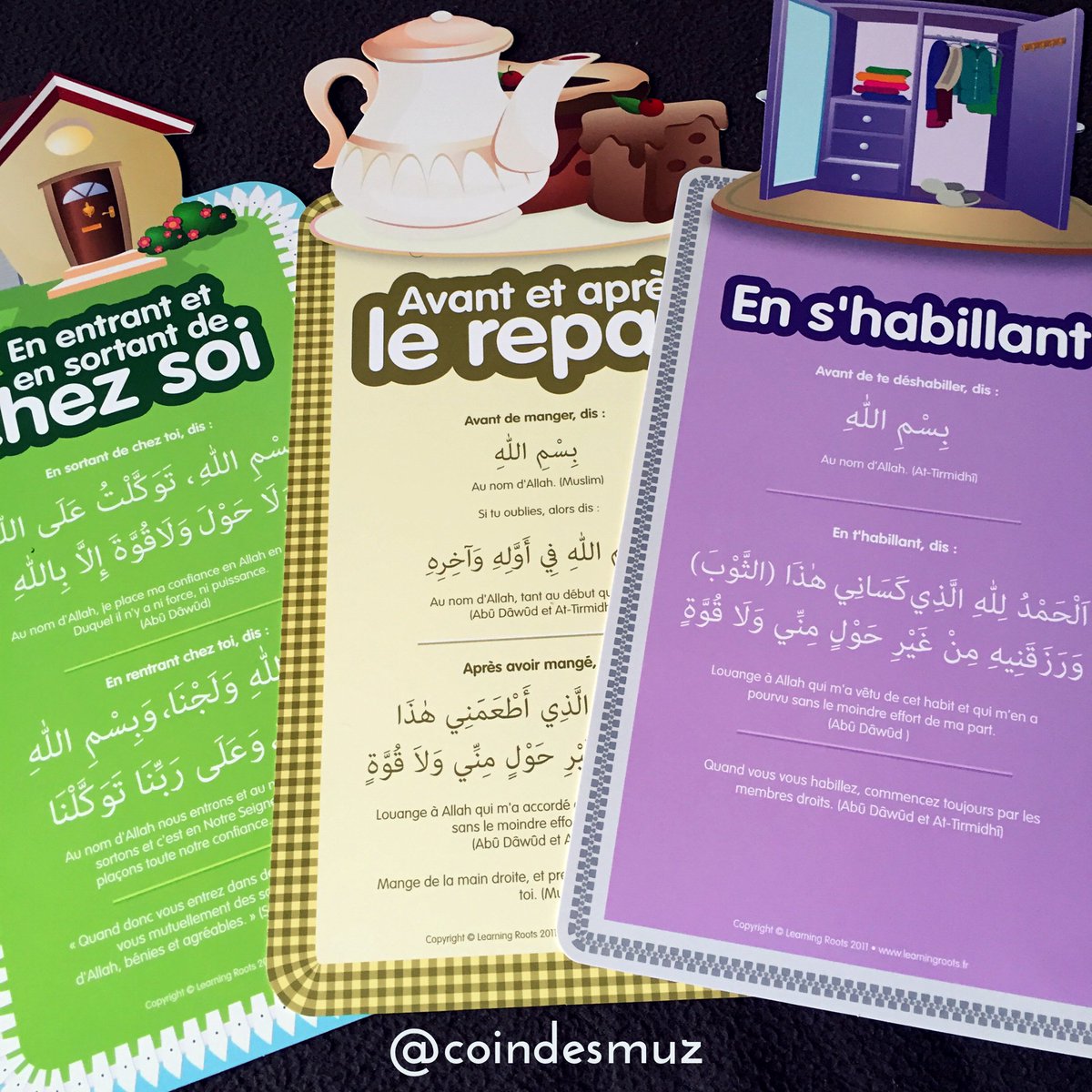 CoinDesMuz's tweet photo. [COUP DE COEUR] 

Pour les pancartes mémo illustrées @Learning_Roots qui permettent aux petits de se rappeler des douaas quotidiennes. https://t.co/U0iY3aWSeA