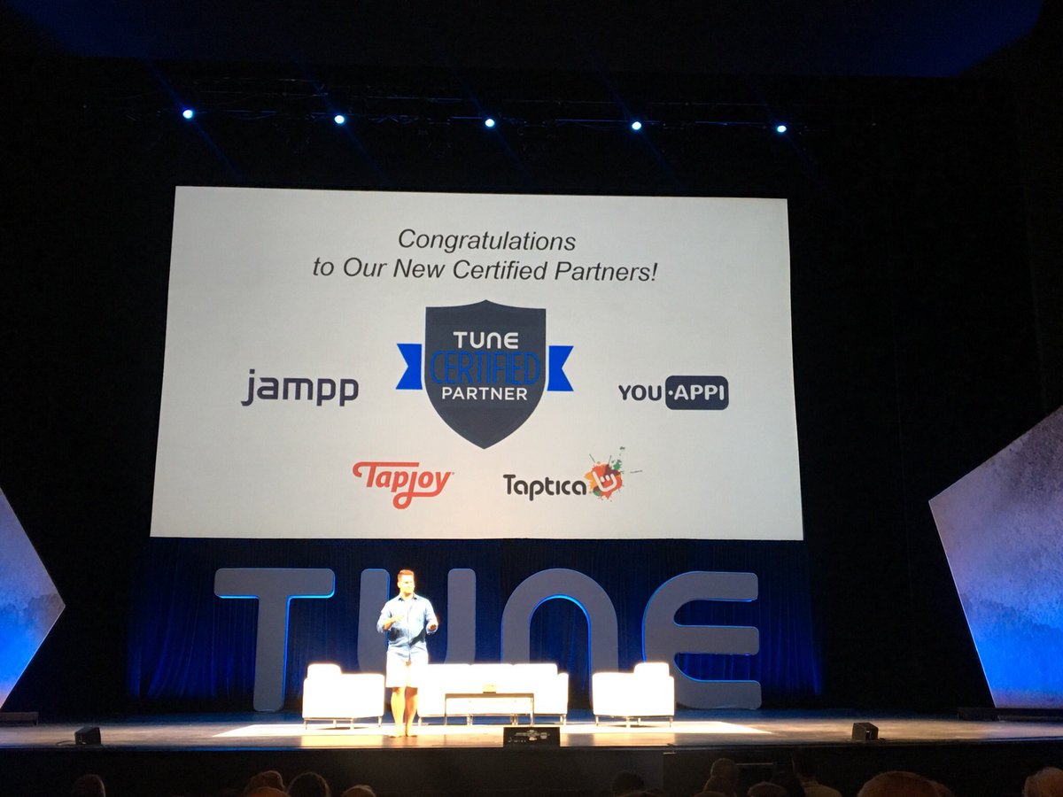 tune's tweet photo. .@PeterHamilton kicking off day 2 of #Postback17 announcing our newest Certified Partners! 🏆 👏@jampp @tapjoy @Taptica @YouAppi https://t.co/uKteAZchbf