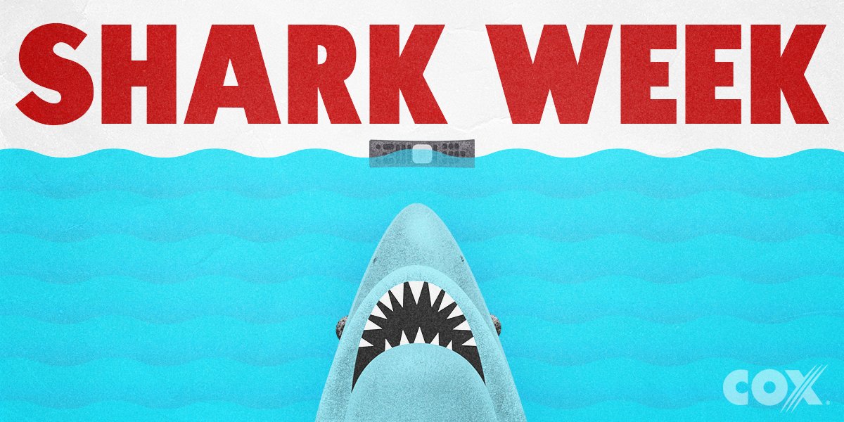 CoxComm's tweet photo. #SharkWeek kicks off TONIGHT with Phelps vs. Shark at 8/7c!
Say "Shark Week" into your voice remote to watch! 🦈🦈 https://t.co/4AWcHkDl6M
