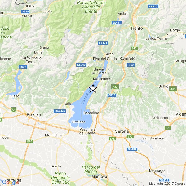 ComEmergenza's tweet photo. #TERREMOTO di M.3.6 registrata alle 19.03 a 4km da #SanZeno di Montagna (#Verona). Non sono segnalati danni https://t.co/3AxVZfOmlu