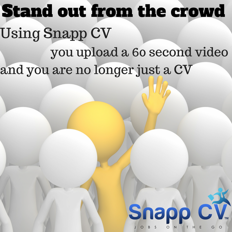 snappcv's tweet photo. Time to stand out from the crowd in a #Positive light. Use #SnappCV to progress further than any #CV by making a 60 second video https://t.co/CDA7LRuWAP