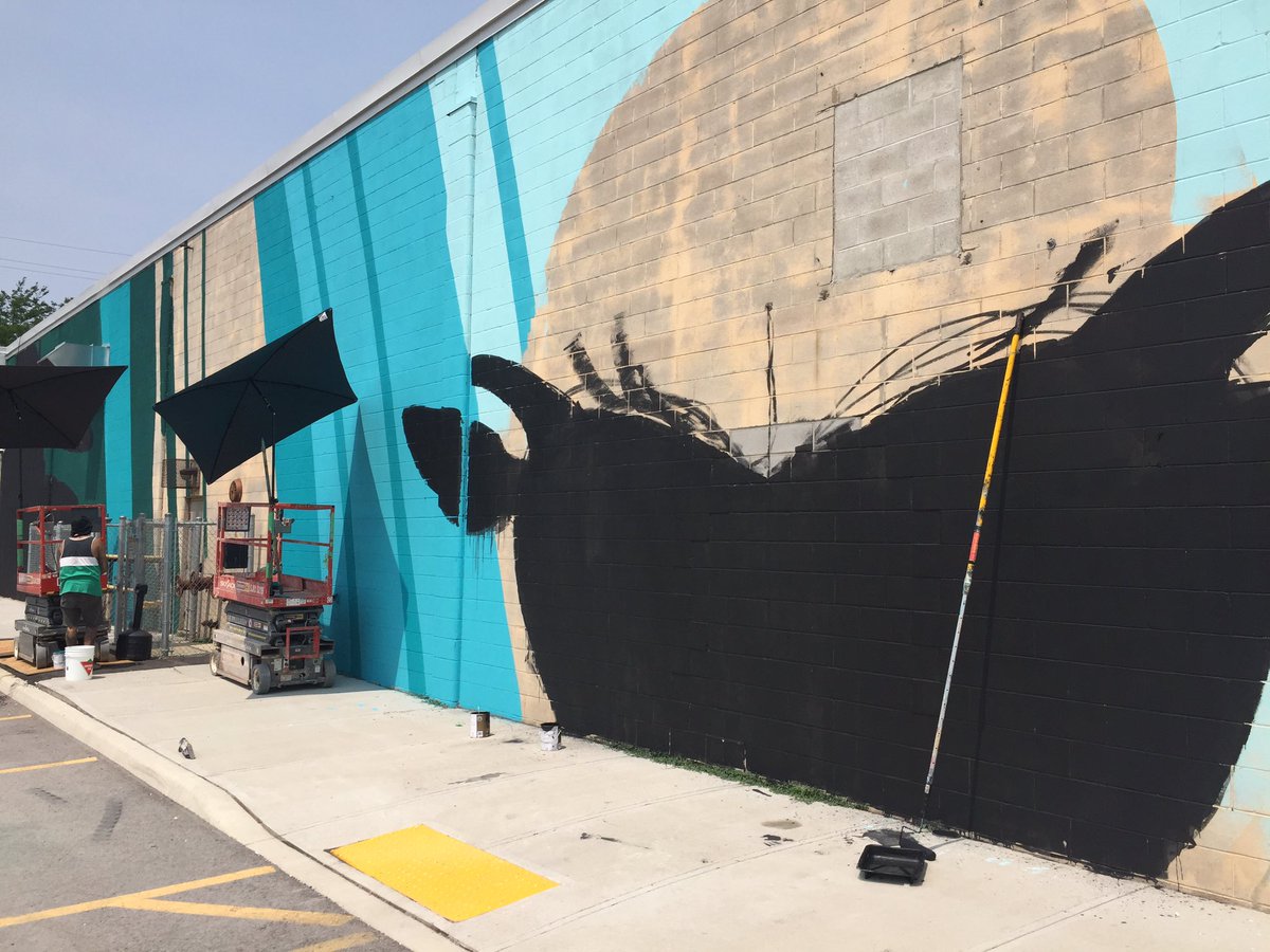HOPAports's tweet photo. Progress on #thewallproject at @CollectiveHam today! Work continues this weekend- stop by the beergarden to see! https://t.co/NzT87H17Ss