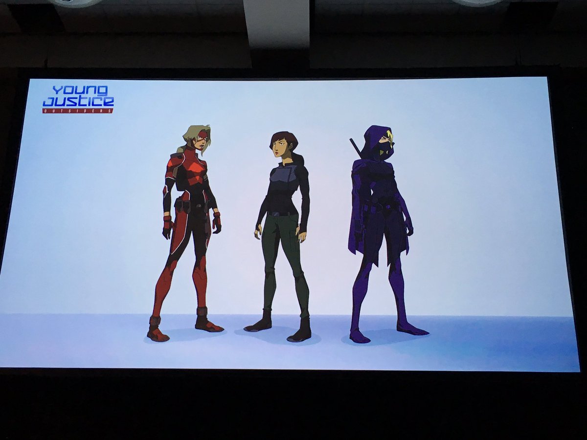 DCOfficial's tweet photo. #YJ3 art of Arrowette! Spoiler! And a new character in the middle... #YoungJustice #DCSDCC https://t.co/PqsEvVolEI