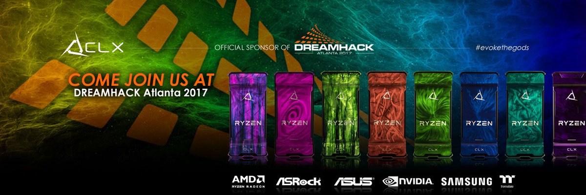 CLXGaming's tweet photo. @DreamHack Atlanta is here! Come join us in the Stream Zone and Fee Play Area! #DHATL17 #cybertronpc #clxgaming #evokethegods #dreamhack https://t.co/R2d1pRklGN