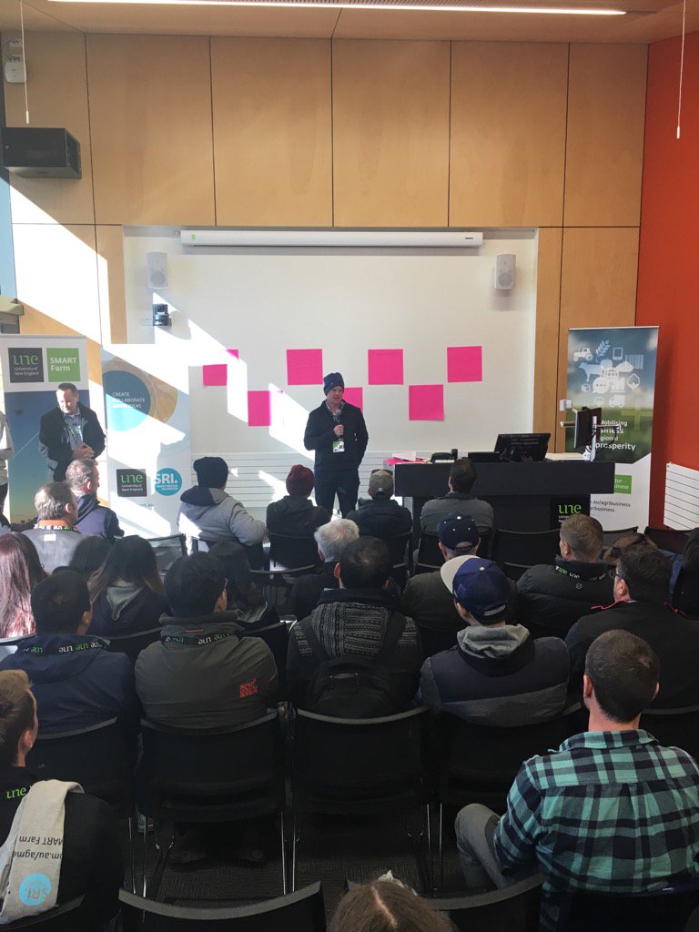 DaveLambPrecAg's tweet photo. Innovative farmer Mitch Hughes asks #agmentation teams- can I run my multiple on-farm operations from anywhere? https://t.co/cEBv4gDKo6