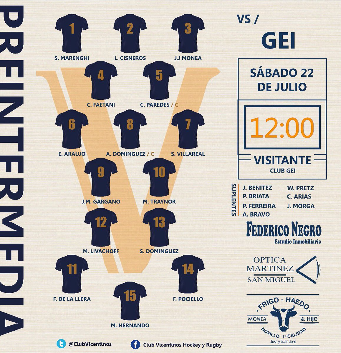 ClubVicentinos's tweet photo. Rugby PS: #Pre formación para visitar a @gei_official #VamosVicente
Ahora Sí! 
#YaEstamosTodos https://t.co/jHtjsKvwXV