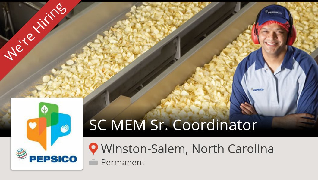 ColeyJason's tweet photo. #PepsiCo: SC MEM Sr. #Coordinator in #WinstonSalemNorthCarolina #job https://t.co/Fnq3w8xnfI https://t.co/ljTawWX6XA