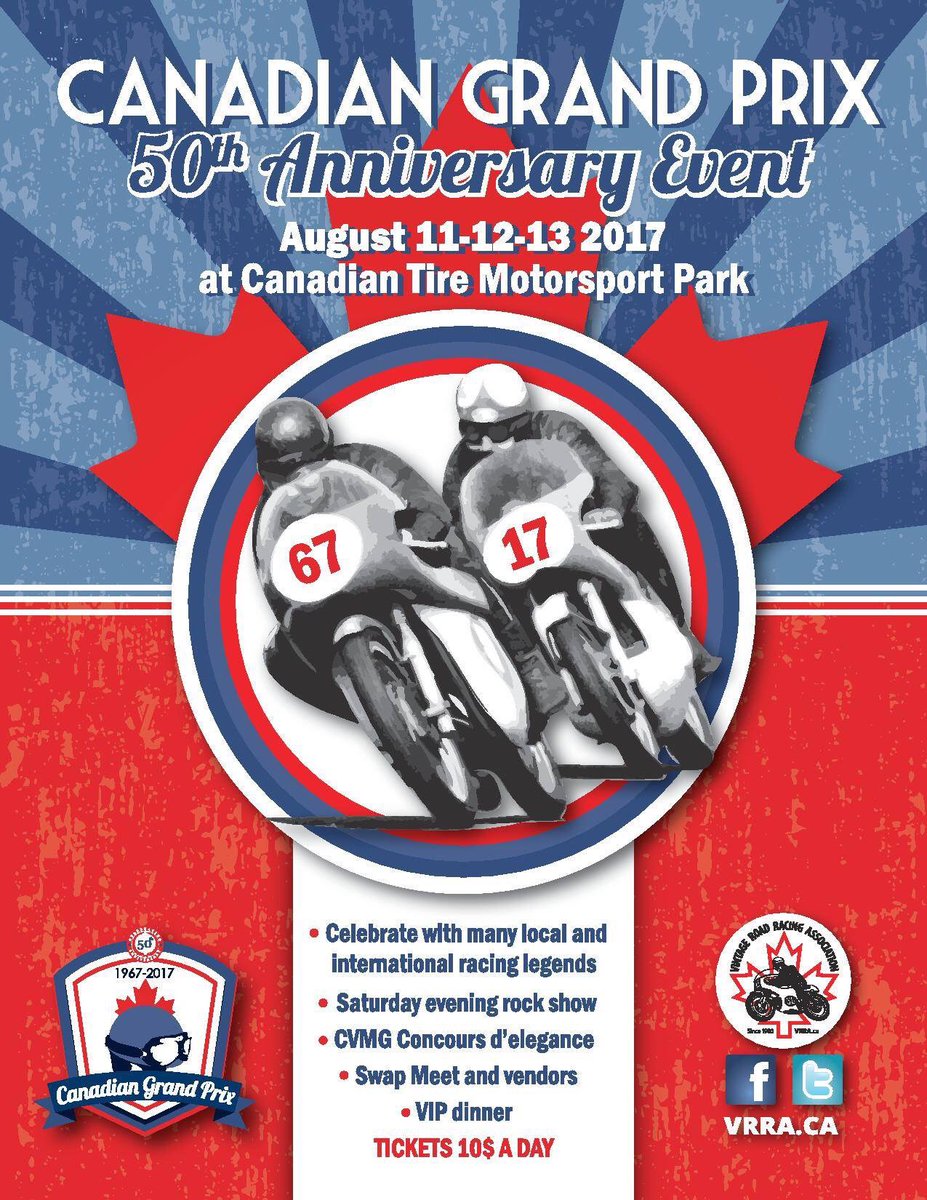 VRRACANADA's tweet photo. Yvon Duhamel will be at the  Canadian Grand Prix in mosport. there will be Autographs, races, motorcycles from the 60s and much more. #vrra https://t.co/fo4elu3EbM