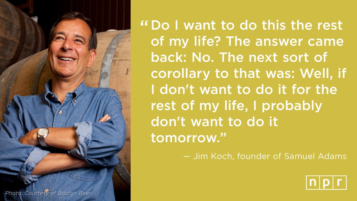 HowIBuiltThis's tweet image. What led #JimKoch of @SamuelAdamsBeer to quit his solid job as a consultant to become a brewer? He asked himself: n.pr/2cm6jN6