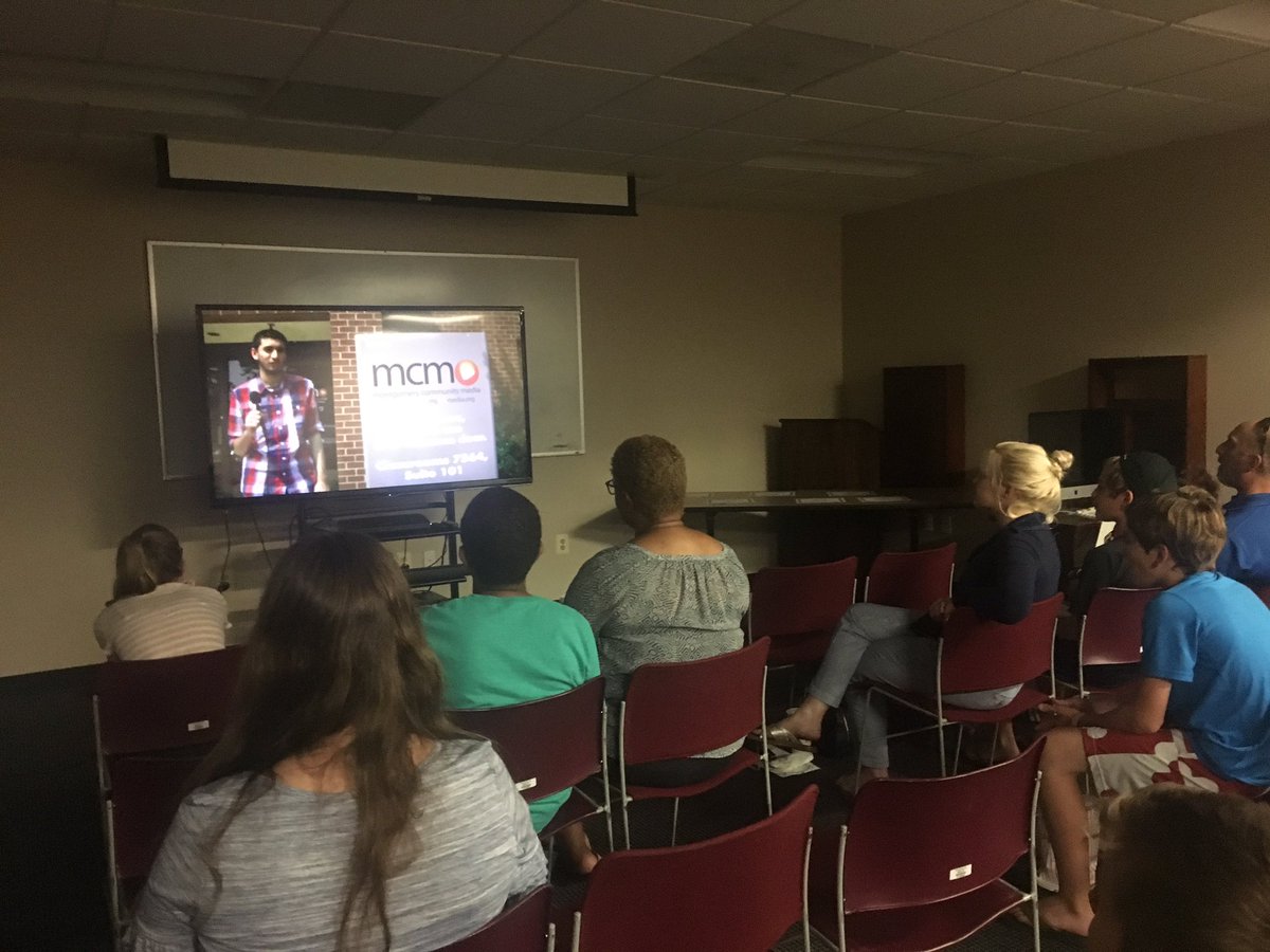 MandiWyndham's tweet photo. Showing off the hard work of @mymcmedia #backpackjournalists at the #screeningparty #summerfun #youthmedia https://t.co/yiDnVRi4lD