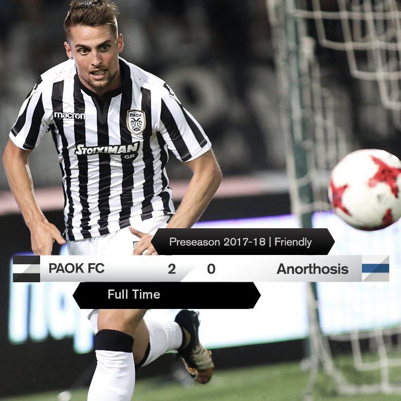 PAOK_FC's tweet photo. 90+2' Τελικό αποτέλεσμα στην Τούμπα. ΠΑΟΚ-Ανόρθωση 2-0 #PAOKANO #friendly #Preseason #FinalScore https://t.co/WIkh2BWzCH