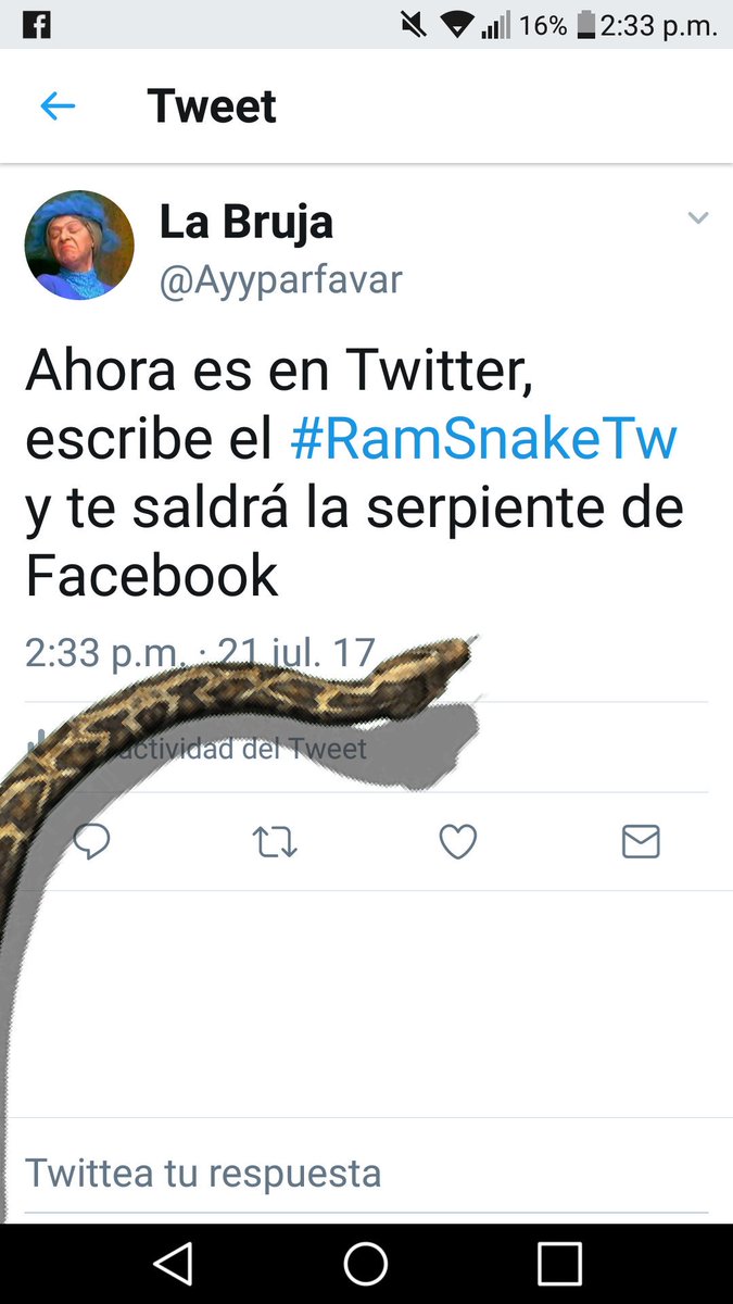 Ayyparfavar's tweet photo. Si funciona el #RamSnakeTw https://t.co/rJeOA33XWX