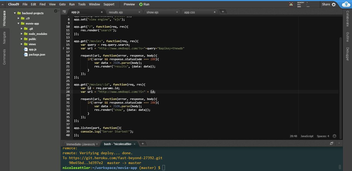 nikkilr88's tweet photo. Improving on that basic movie app from the API section of the course. Working on a show page. π#TheWebDeveloperBootcamp #CodeNewbie https://t.co/JN6f7sw9aj