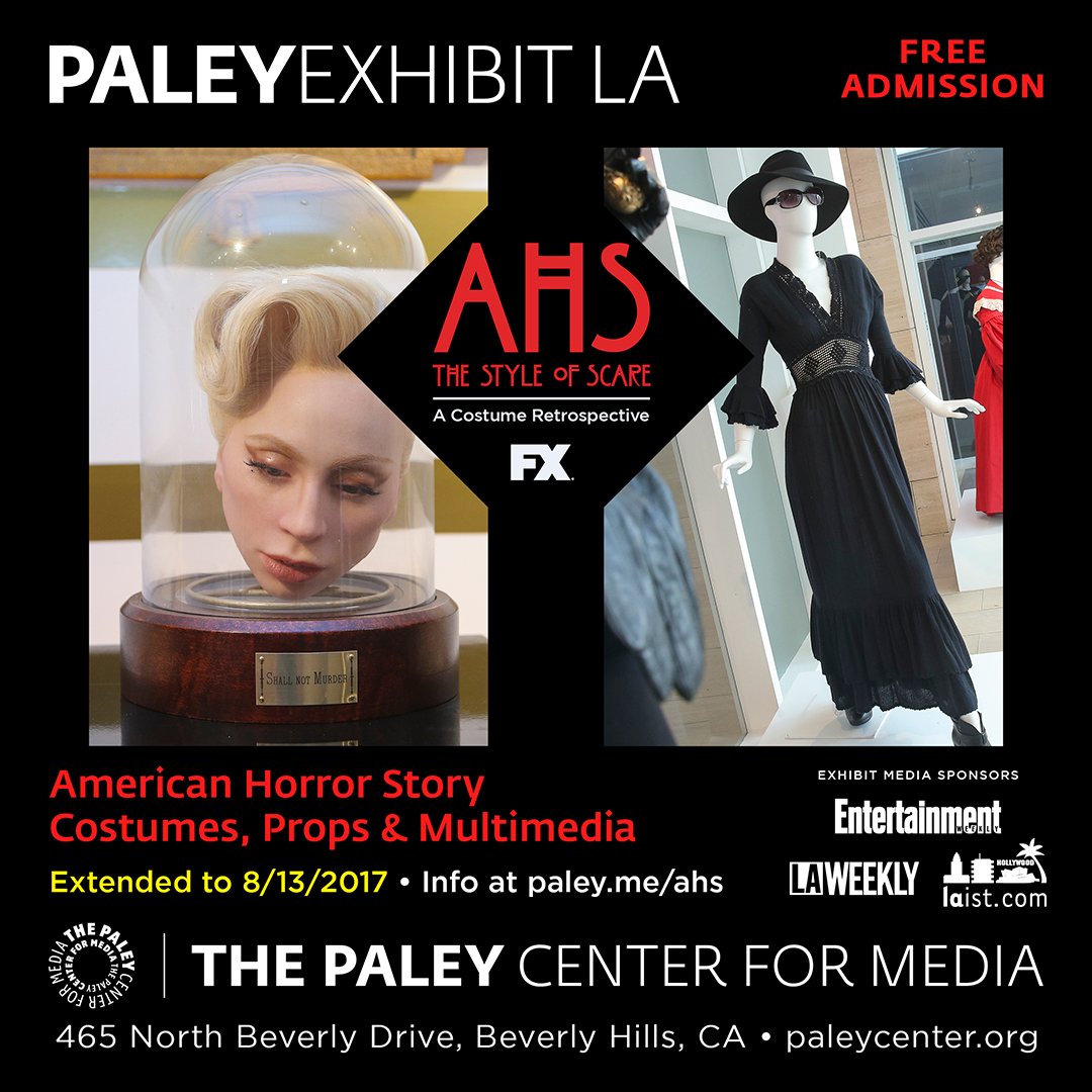 paleycenter's tweet photo. π£οΈHey, LA... #AHS: #StyleofScare exhibit has been EXTENDED till 8/13 due to popular demand! Come check it out! INFO: https://t.co/Jl5Ip9SF7d https://t.co/ntZ9b9KsBL