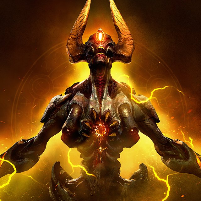 DOOM's tweet photo. The Harvester demon made its debut in #DOOM's first DLC, Unto the Evil, now FREE with Update 6.66! https://t.co/YbLtU6fcUQ https://t.co/OX2NZjgMCb