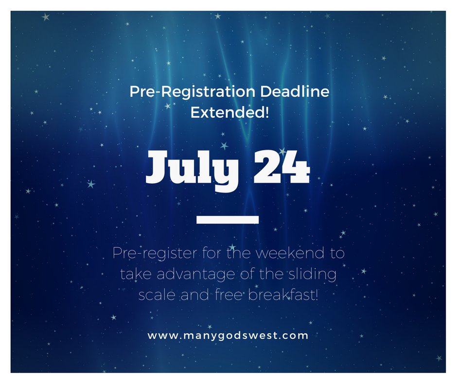 ManyGodsWest's tweet photo. Pre-reg extended until 24th! Pay on a sliding scale and get free breakfast! We can't wait to see you in two weeks! https://t.co/7pyUCR3TI2 https://t.co/TGQoR1Jg0x