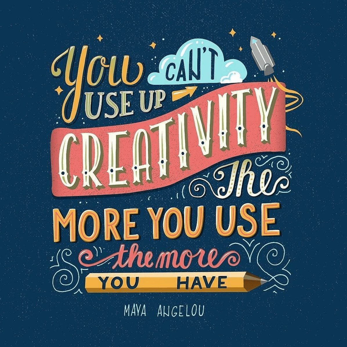 Creativity doesn't stop😍! Awesome Weekend Wisdom by Maya Angelou. Lovely design by <a href="/magda_kon/">Magda</a>!