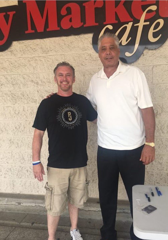 chris_burtch's tweet photo. Me and the Candy Man at Grove City #CountyMarket today! Great guy!! #LetsGoBucs #BucsBooth https://t.co/fVfmVVGjfZ
