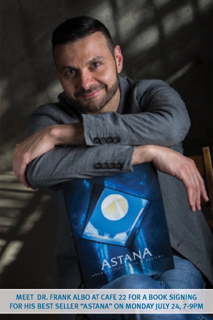 cafe22corydon's tweet photo. Meet Dr.Frank Albo @cafe22corydon Monday July 24, 7-9pm for his best seller book released "Astana". #astana #kazakhstan #architecture https://t.co/0qlG9hUdHR