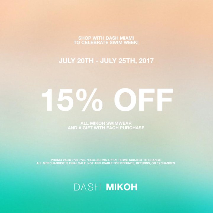 Stop by DASH Miami before July 25 and get 15% off and a free gift! https://t.co/szHgkZpgqY