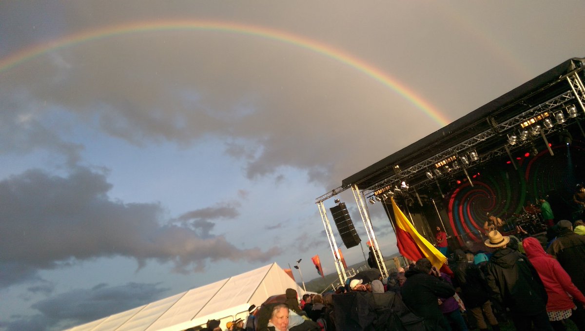 walkswithjo's tweet photo. The most sunshine &amp; beautiful music bringing sunshine &amp; double rainbow to #Dartmoor with the vibrant @trdp  #raghudixit at #chagstock https://t.co/05G9meP7lR
