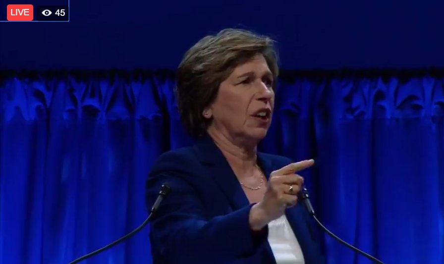 educationweek's tweet photo. Betsy DeVos' school choice proposals are "polite cousins of segregation," says AFT President Randi Weingarten. https://t.co/BDeB3VF8yD https://t.co/xBI90jHL8K