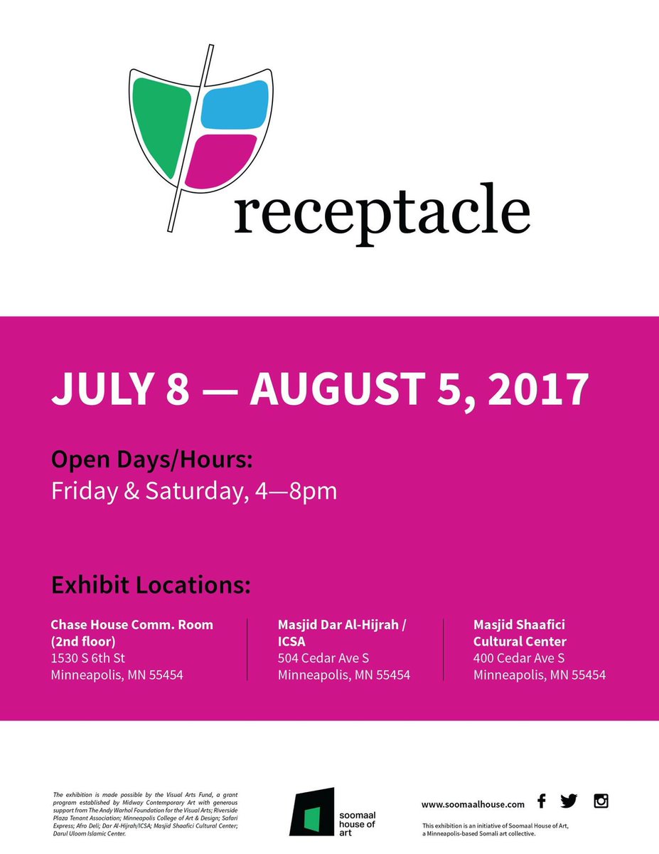 Khadijahshire's tweet photo. Receptacle will be up for another 3 weekends. Stop by to see some amazing art by talented artists. #Receptacle2017 #somaliart https://t.co/AytspdAtaS