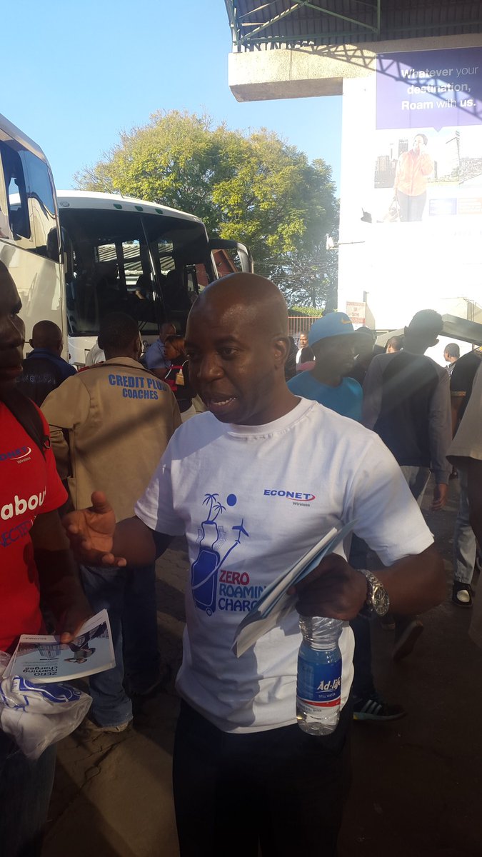 bevraa's tweet photo. @clyme educating travellers &amp; #Econet customers @ Roadport on #Econetplus. Move over &amp; enjoy local tariffs whilst roaming. https://t.co/uwVdmhWsT2
